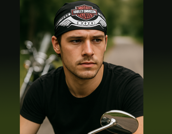 Turbante Harley Davison en blanco