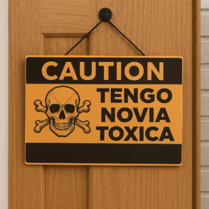 Placa tengo novia toxica, amarillo