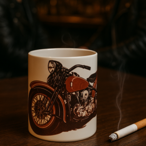 Taza blanca moto