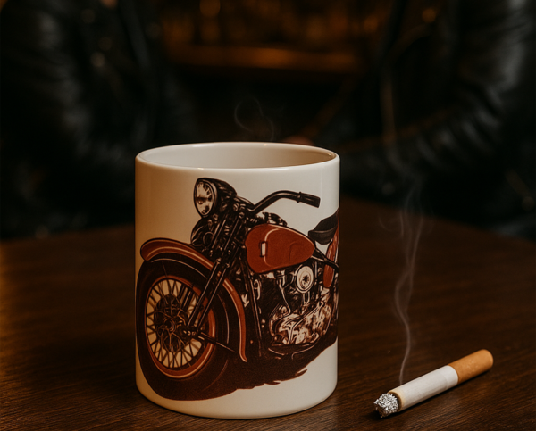 Taza blanca moto
