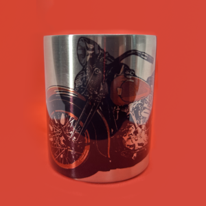Taza plateada moto