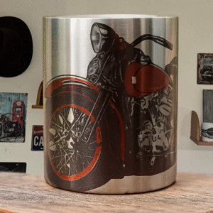 Taza plateada moto